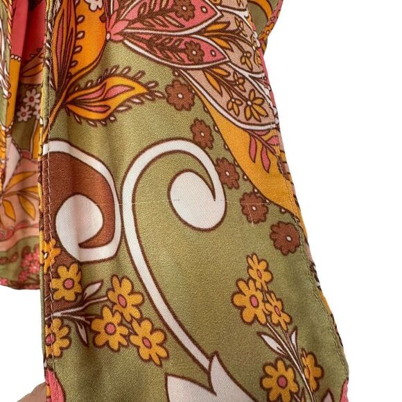 Gianni Bini Bohemian Satin Scarf Crop Top Tie Back XL Paisley Colorful Open Back - Picture 6 of 7